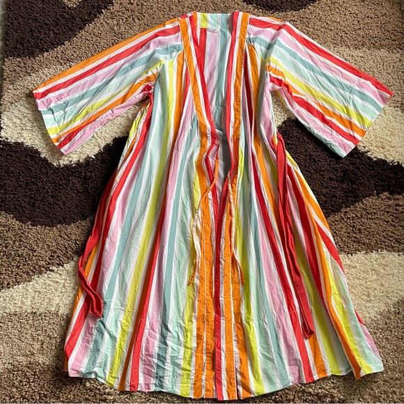 Atlantic Pacific Lake Bell Robe Sz XXL In Rainbow Stripe - Picture 4 of 10